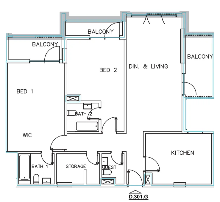 Janayen Avenue 2 bed floor plan, 1,536 sqft