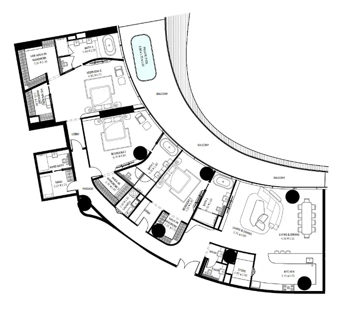 Bugatti Residences by Binghatti 3 bed floor plan, 3,861 sqft
