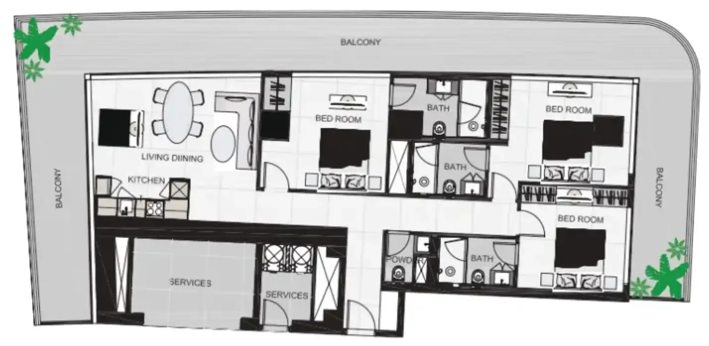The Community Sports Arena 3 bed floor plan, 2,052 sqft