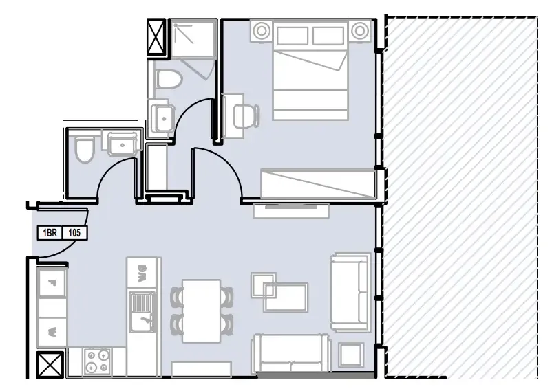 Verdana III 1 bed floor plan, 739 sqft