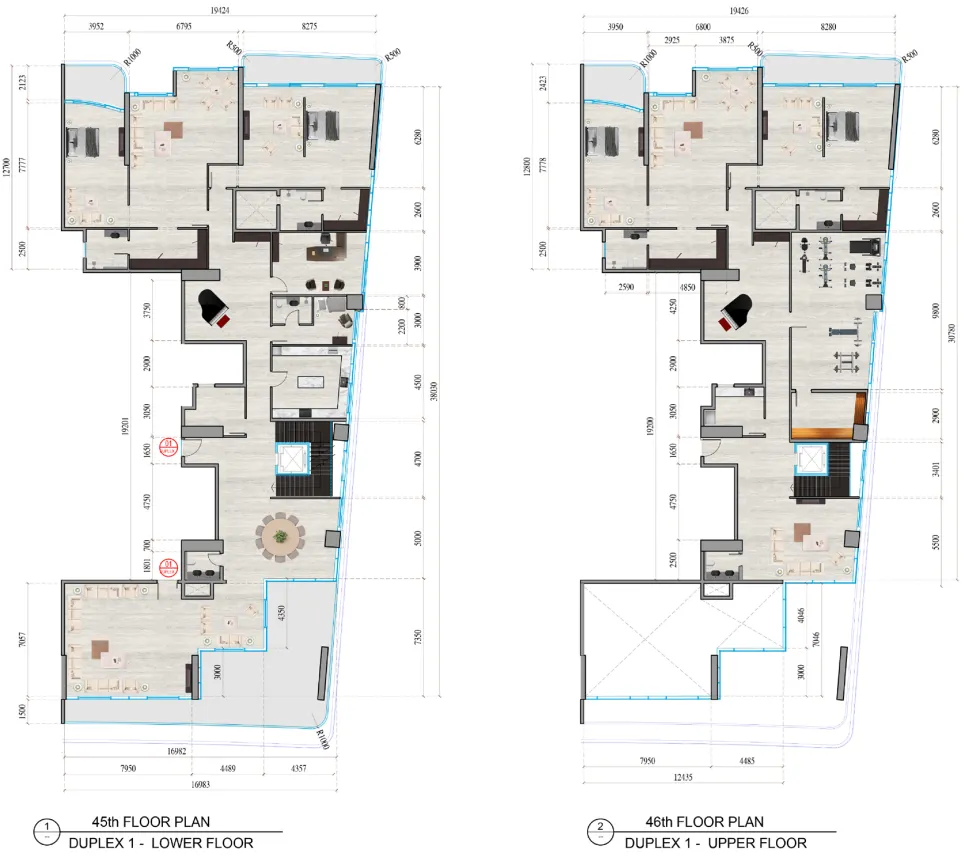 Al Ghaf Tower 4 bed floor plan, 11,636 sqft