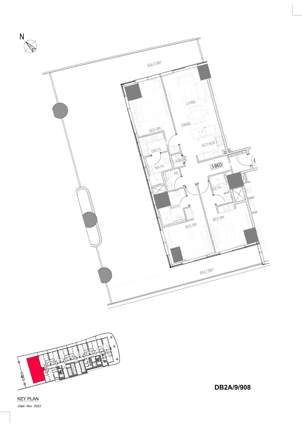 Damac Bay 2 3 bed floor plan, 3,323 sqft