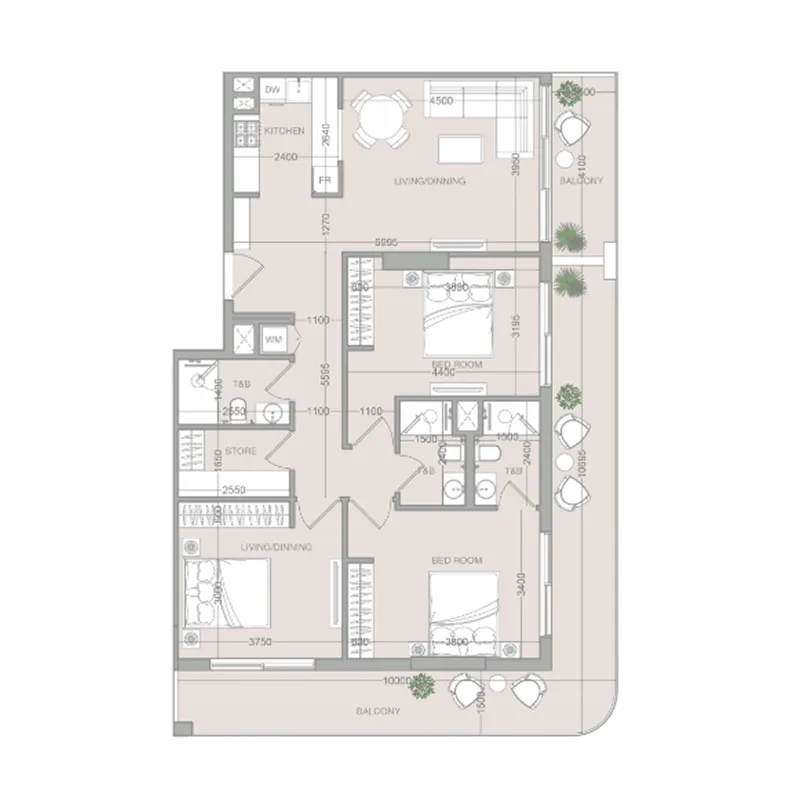 VERDAN1A 4 3 bed floor plan, 1,532 sqft