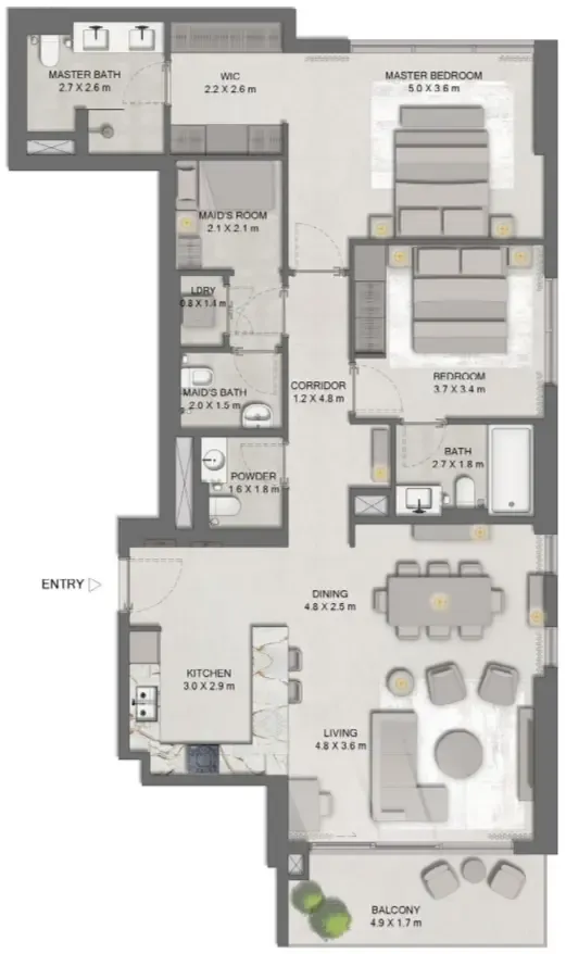 Ghaf Woods Distrikt 2 bed floor plan, 1,450 sqft