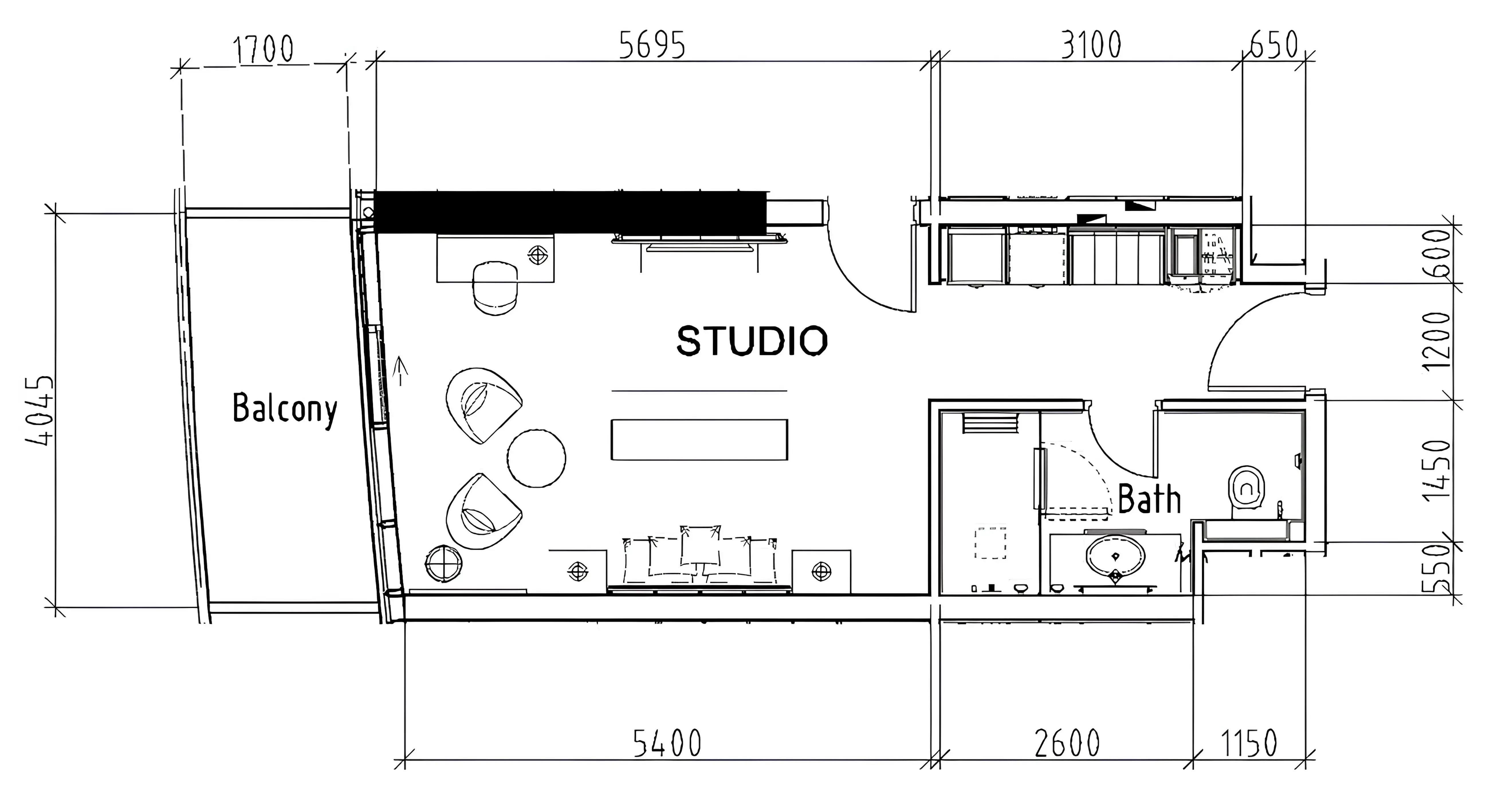 Damac Hills - Artesia Studio floor plan, 490 sqft