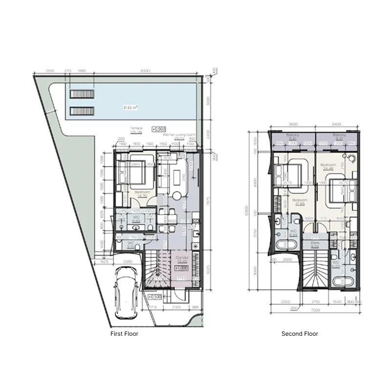 Rise Villas 3 bed floor plan, 2,583 sqft