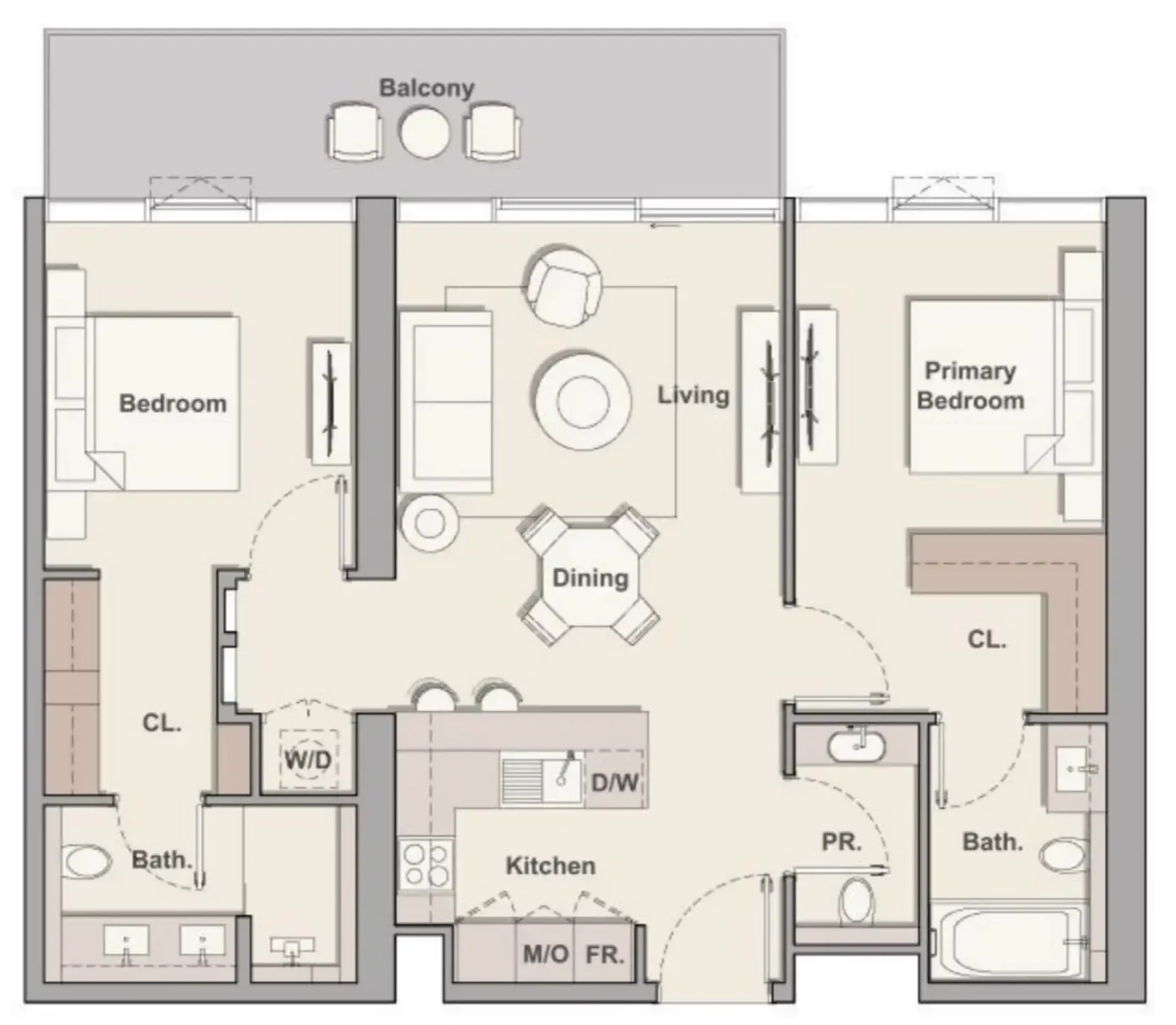 Soto Grande 2 bed floor plan, 1,127 sqft