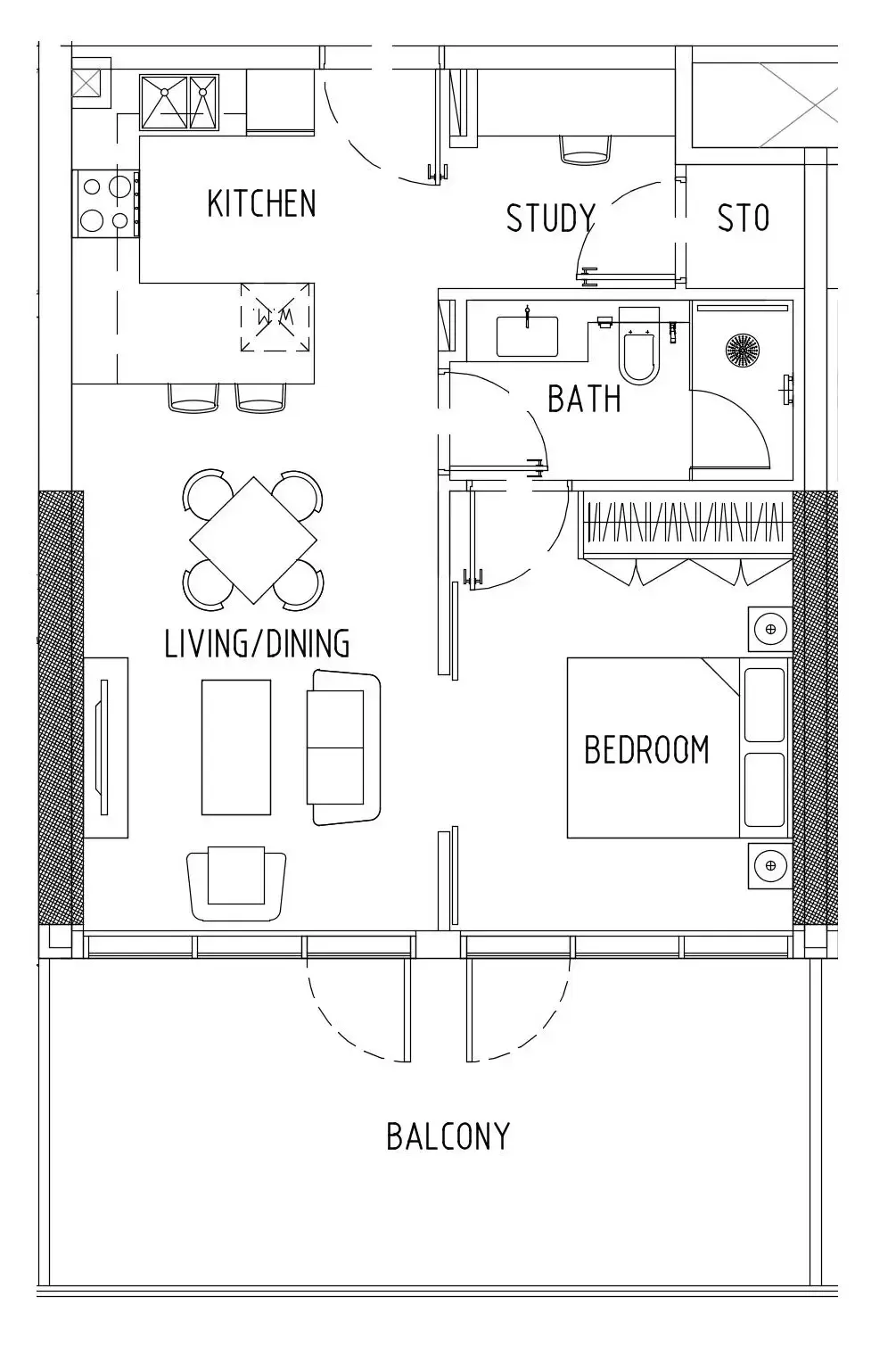 Damac District 1 bed floor plan, 690 – 781 sqft