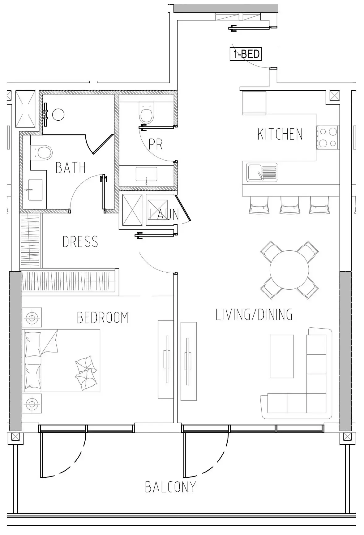 Damac Riverside Views 1 bed floor plan, 1,041 sqft