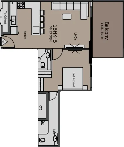 Golden Woods Albab Views 1 bed floor plan, 802 – 863 sqft