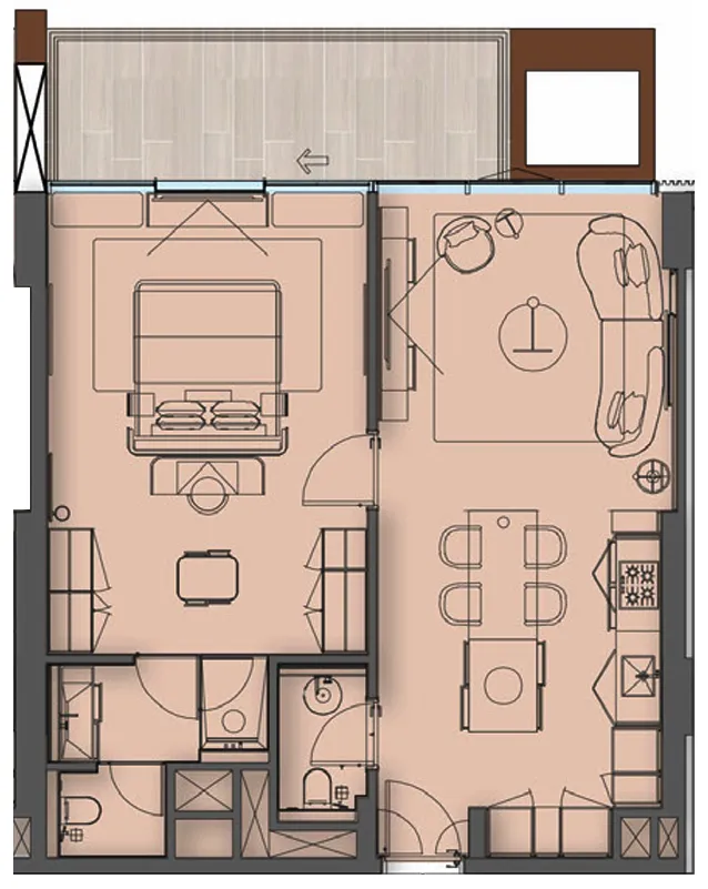 Sea Cliff by Imtiaz 1 bed floor plan, 914 sqft