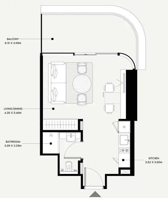 Azizi Milan Studio floor plan, 449 sqft