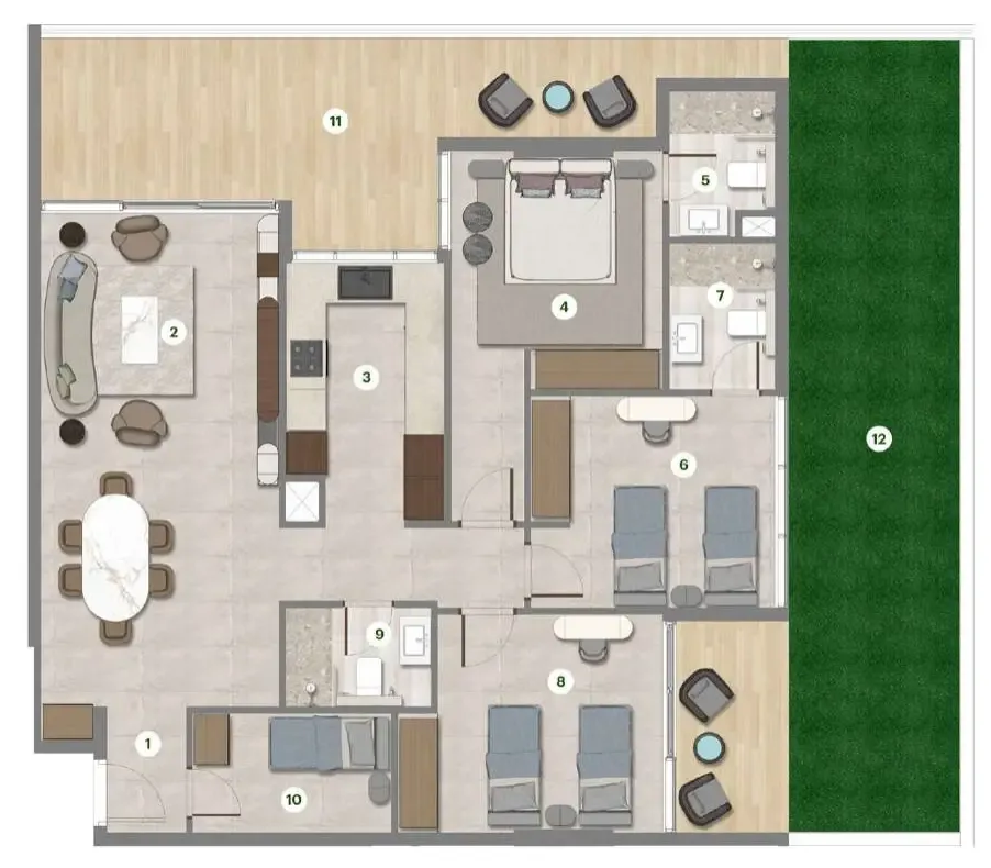 Parkgreen Residences 3 bed floor plan, 1,831 sqft