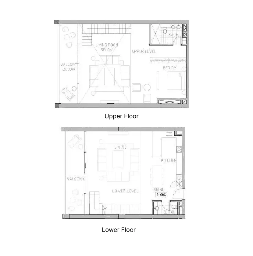 Chic Tower 1 bed floor plan, 1,743 – 1,973 sqft