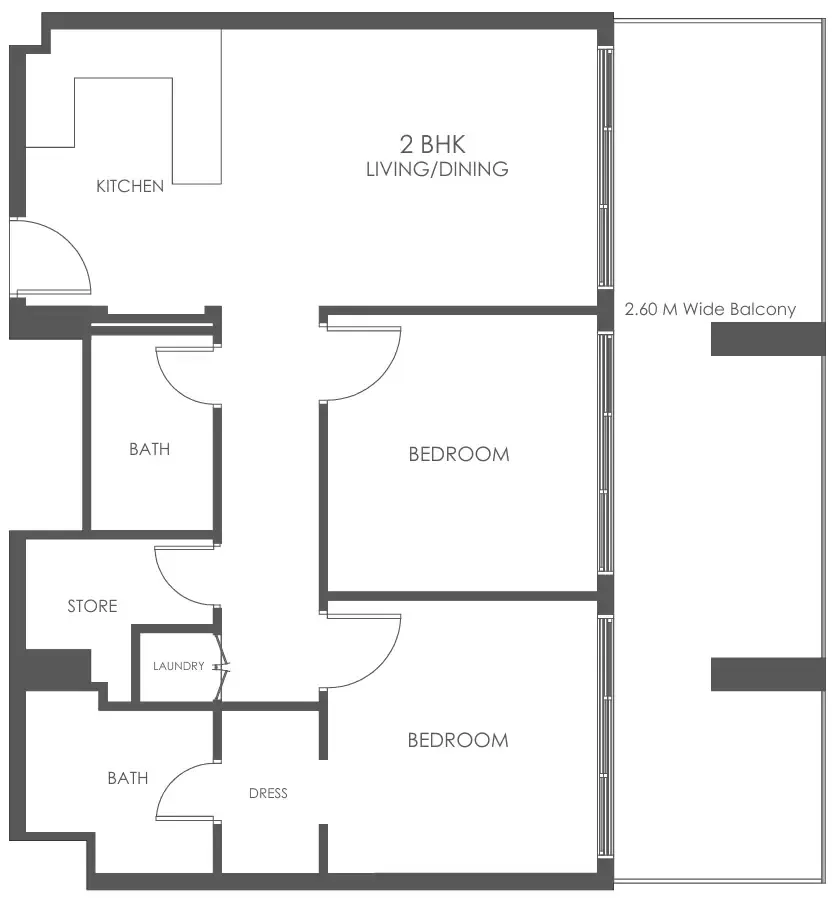 Al Haseen Residences 5 2 bed floor plan, 1,094 sqft