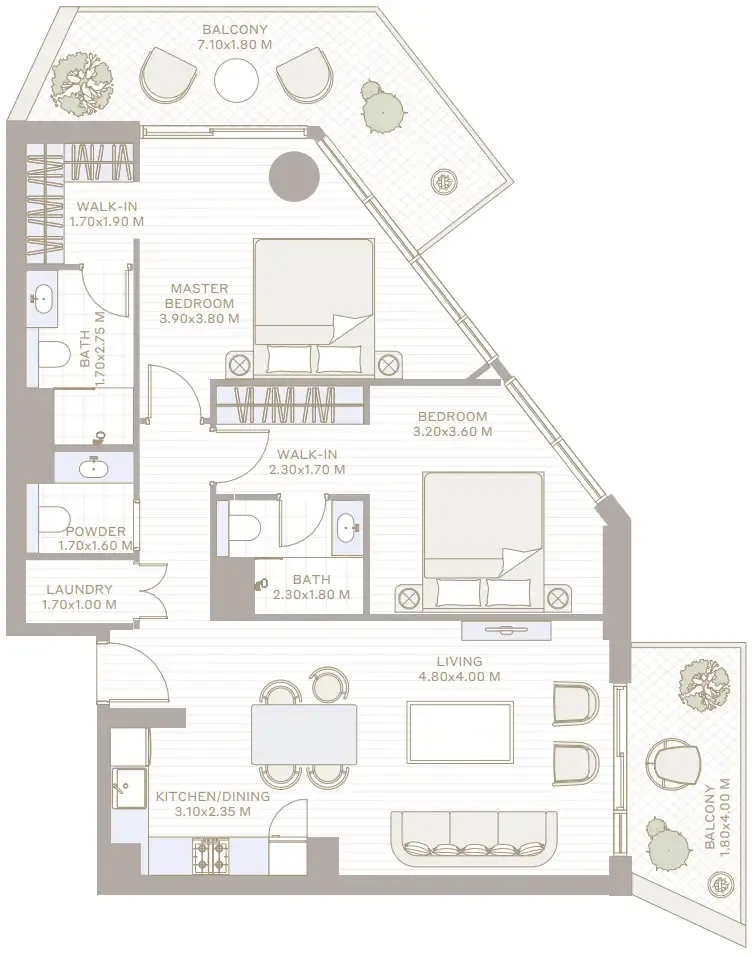 Park Five Studio floor plan, 437 sqft