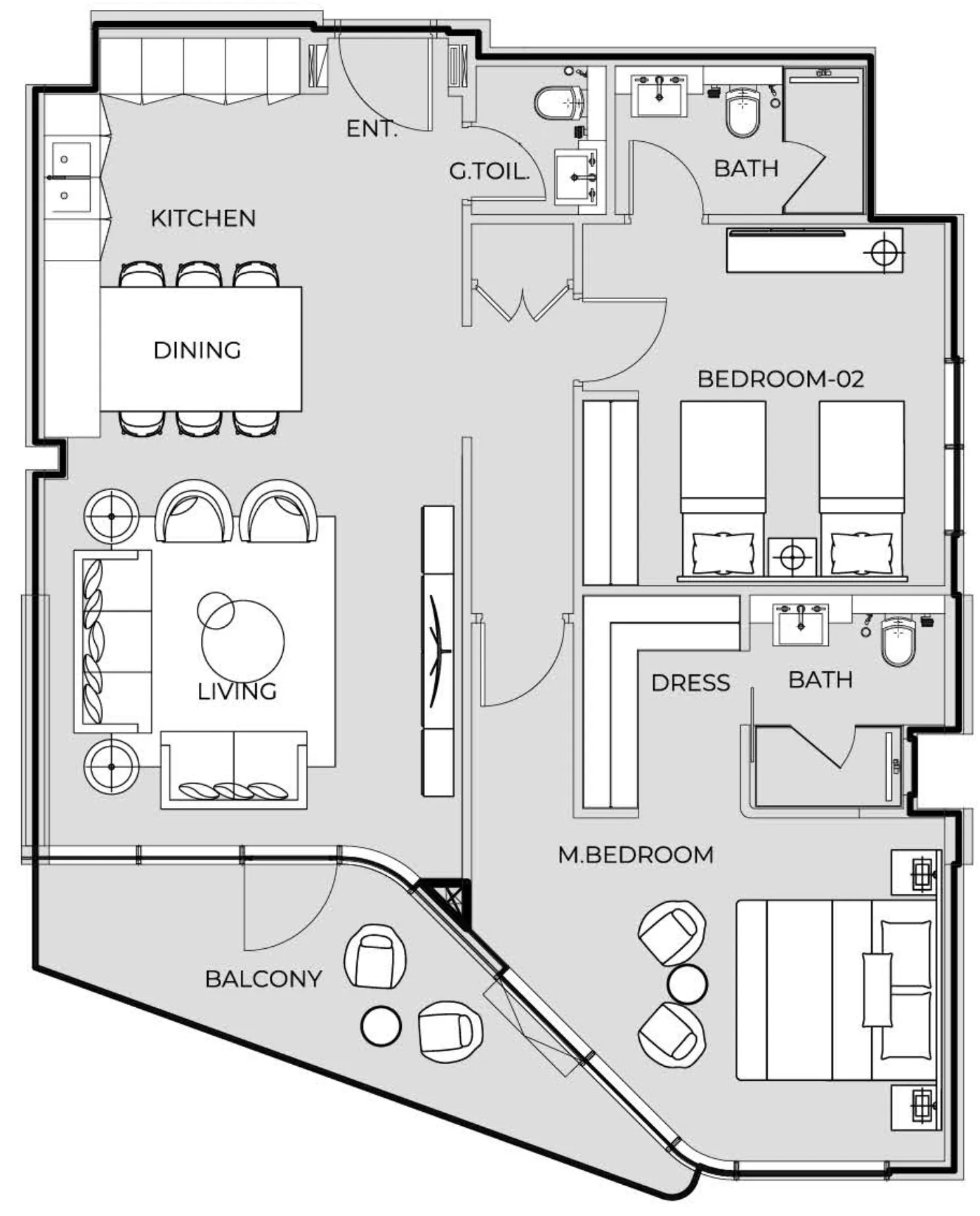 Coastal Haven 2 bed floor plan, 1,201 sqft