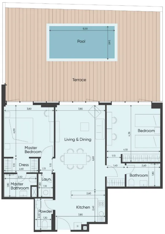 Sea Legend Tower One 2 bed floor plan, 2,003 sqft