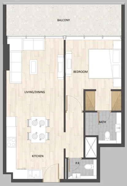 Barari Palace 1 bed floor plan, 745 sqft