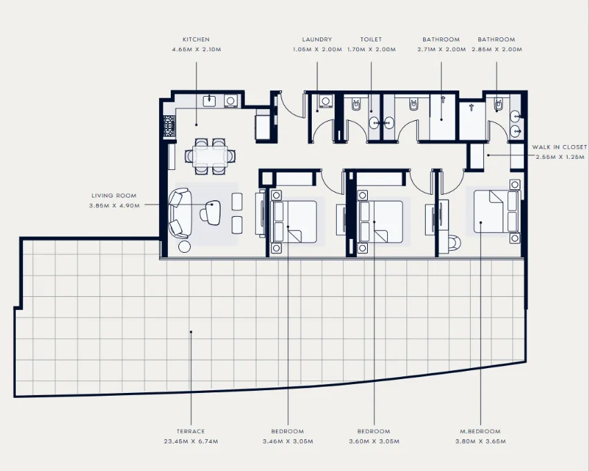 Azizi Venice 3 bed floor plan, 2,817 sqft