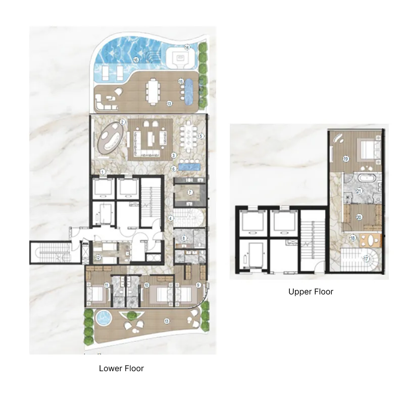 Casa Canal 4 bed floor plan, 6,094 sqft
