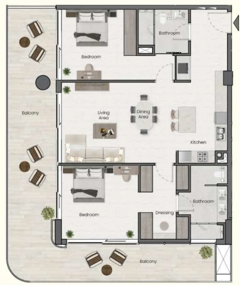 Saddlewood Park 2 bed floor plan, 1,538 sqft