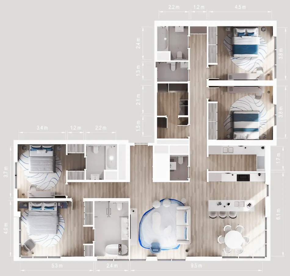 Nikki Beach Residences 4 bed floor plan, 5,616 sqft