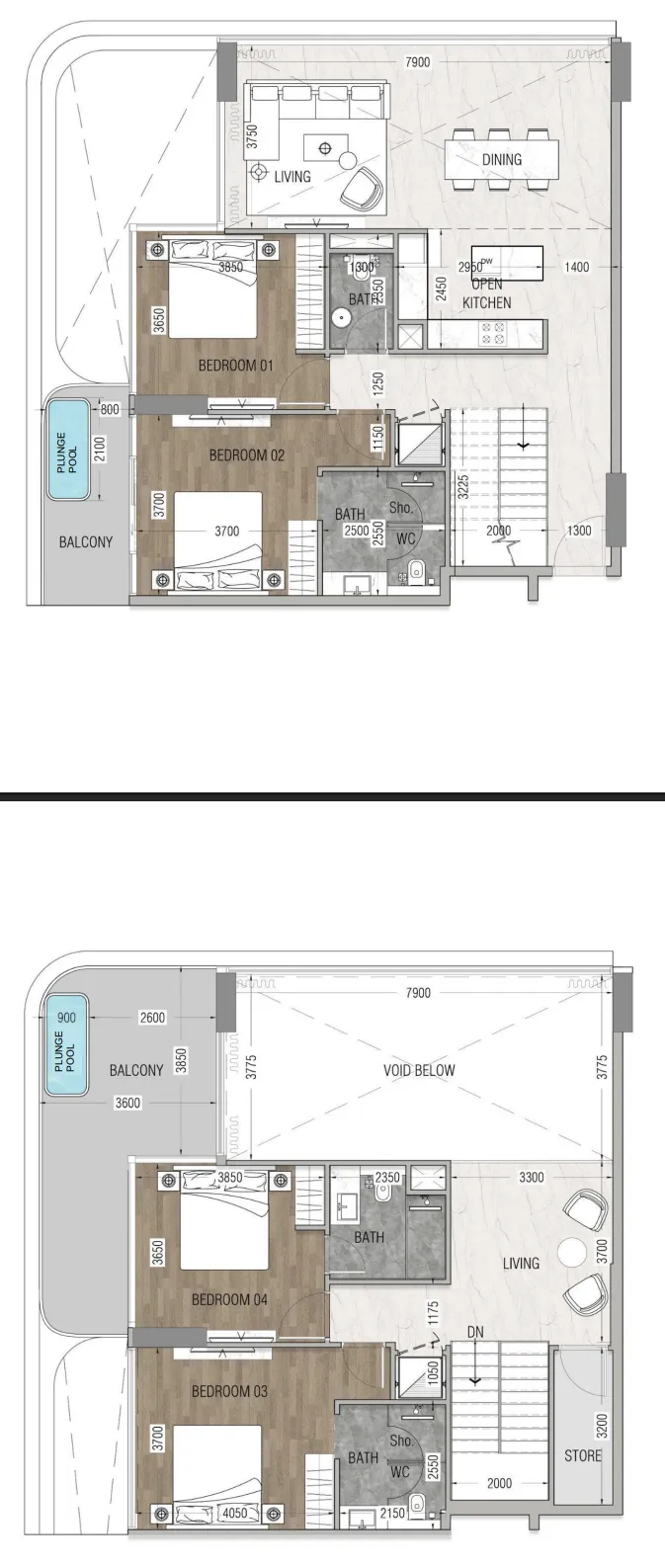 Vue Dorée 4 bed floor plan, 2,228 sqft