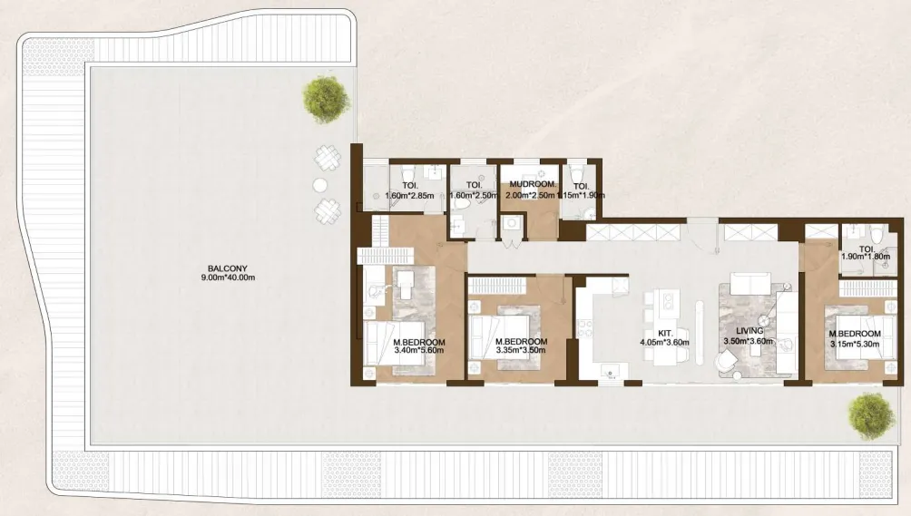 Sports View 2 3 bed floor plan, 2,872 sqft