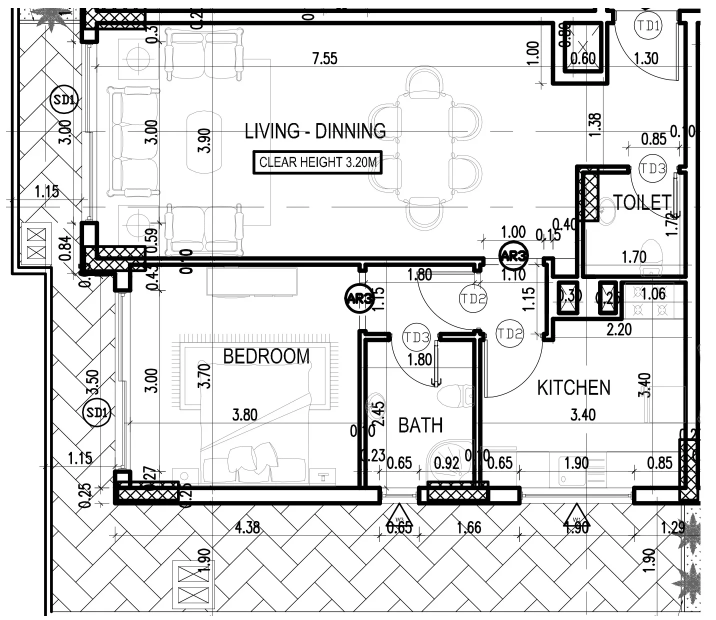 Dugasta Warsan (Jneibi) 1 bed floor plan, 1,126 sqft