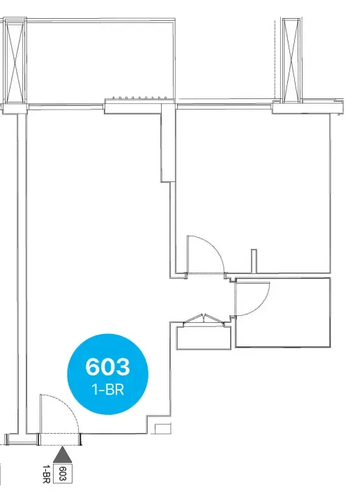 Edgewater Residences 1, 2 and 3 1 bed floor plan, 730 sqft