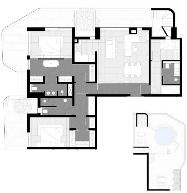 Marea Residences 2 bed floor plan, 3,383 – 3,519 sqft