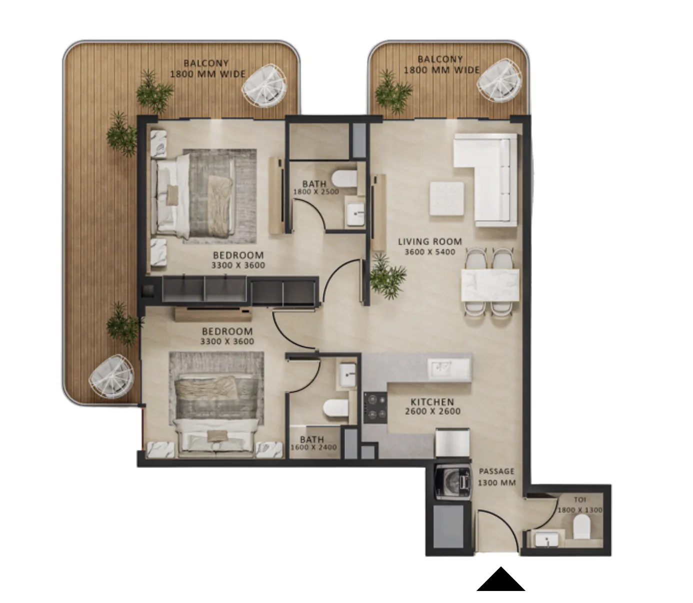Altair 52 2 bed floor plan, 1,170 sqft