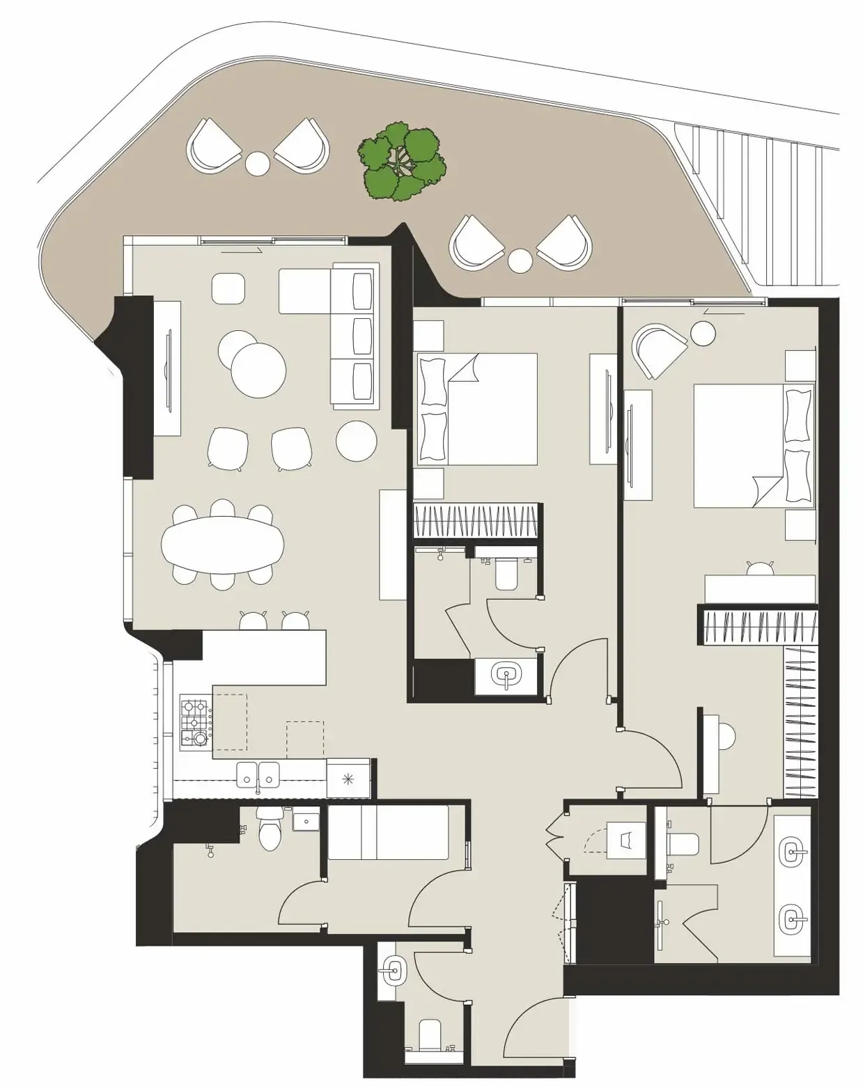 Artistry Two Residences 2 bed floor plan, 1,702 sqft
