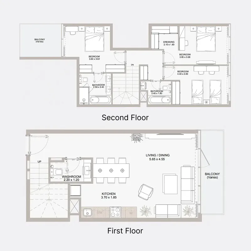 Perla 1 at the Bay 3 bed floor plan, 1,766 sqft