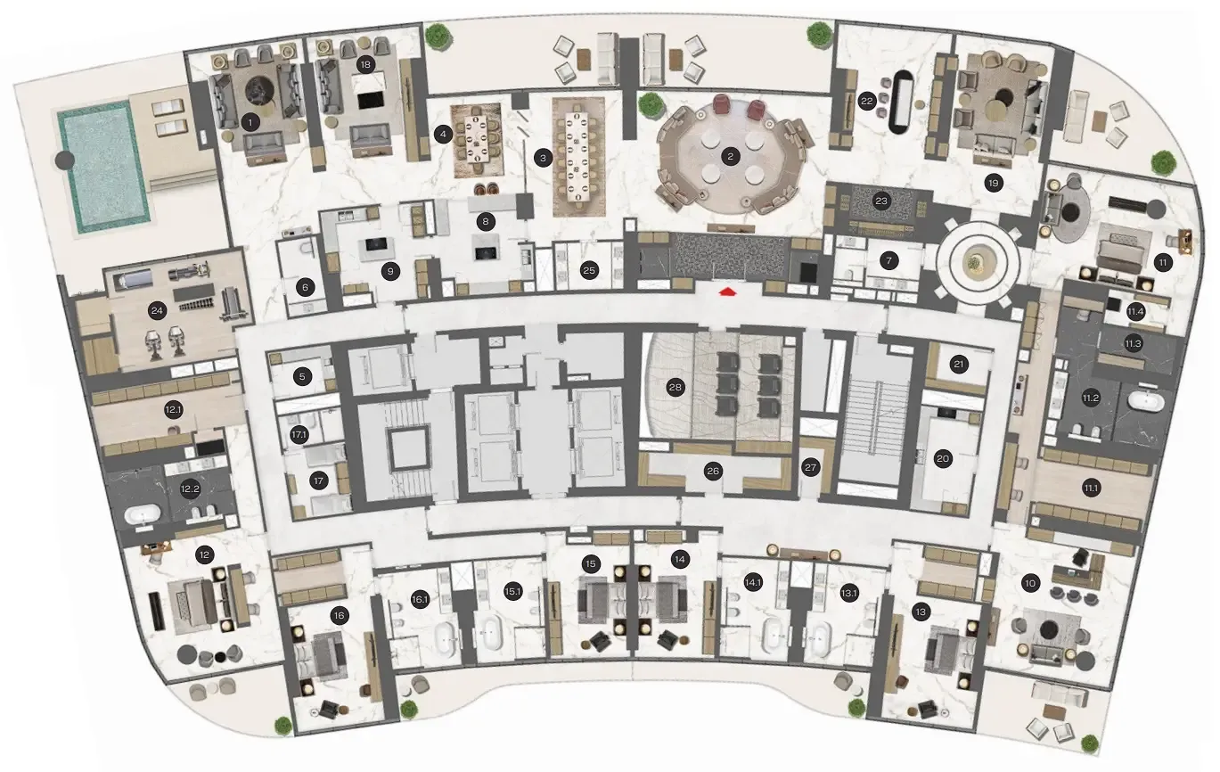 Sobha Seahaven 6 bed floor plan, 19,188 sqft