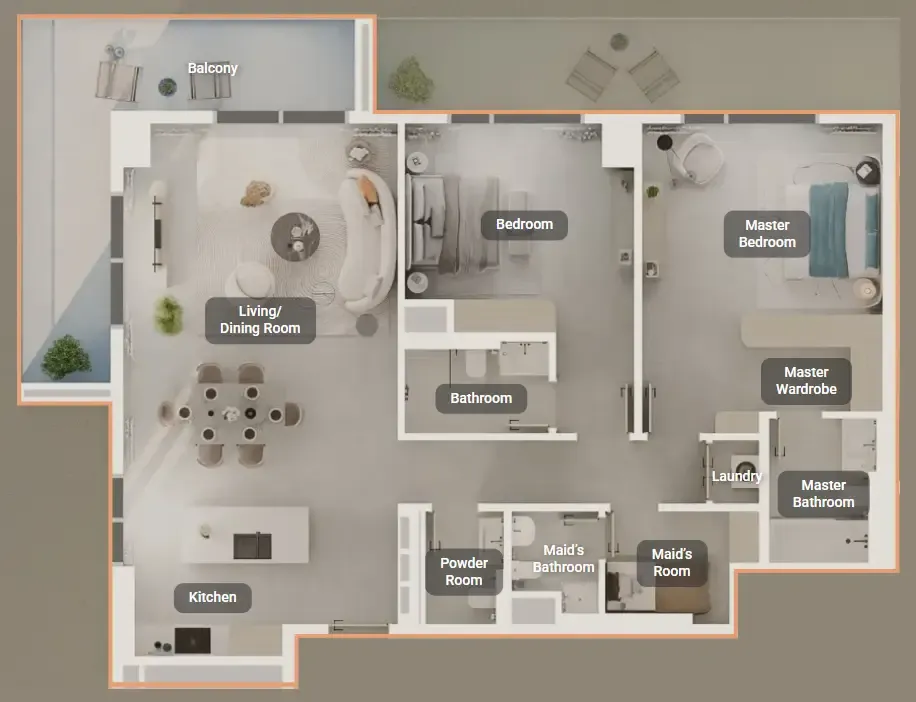 Tara Park 2 bed floor plan, 1,574 sqft