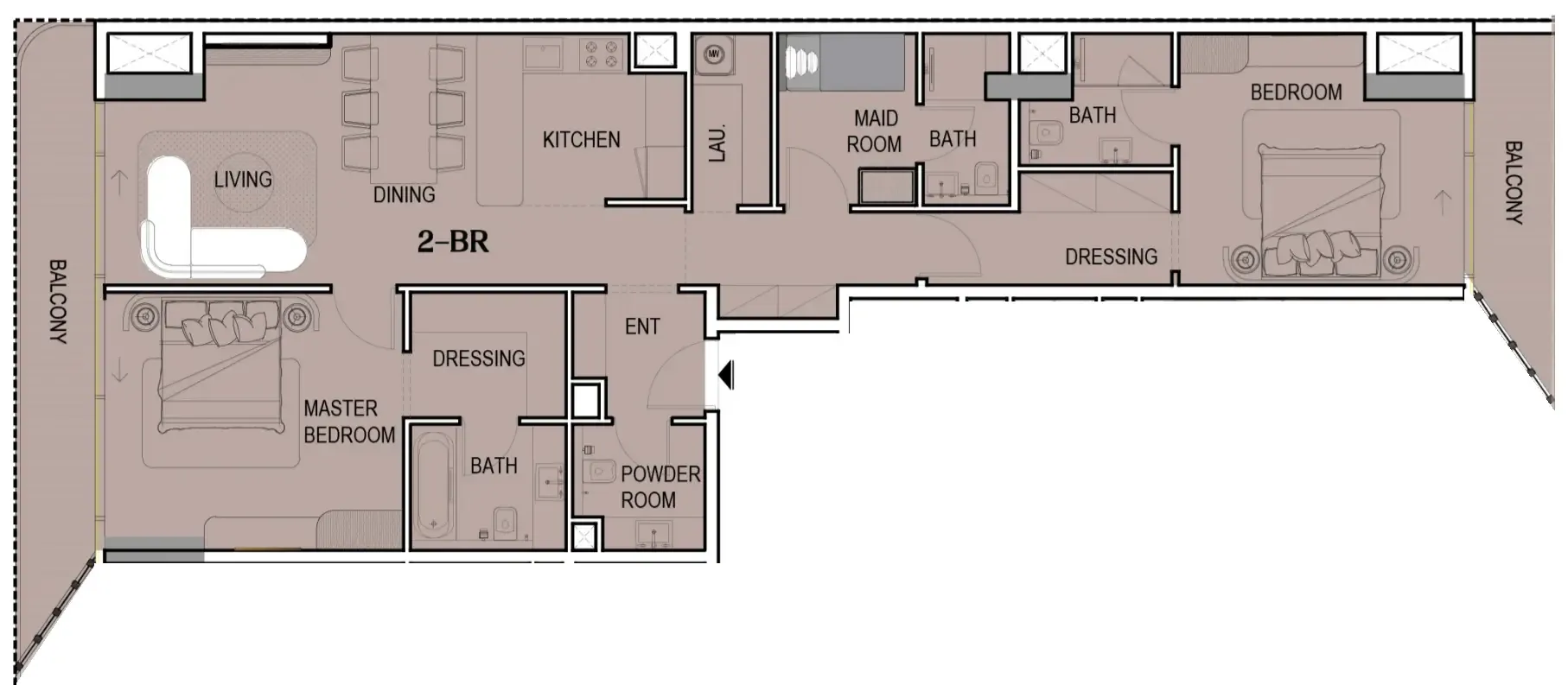 Tresora by Wadan 2 bed floor plan, 1,404 sqft