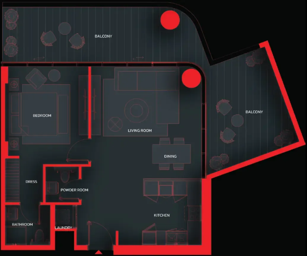 Tonino Lamborghini Residences by BNW Developments 1 bed floor plan, 1,071 sqft