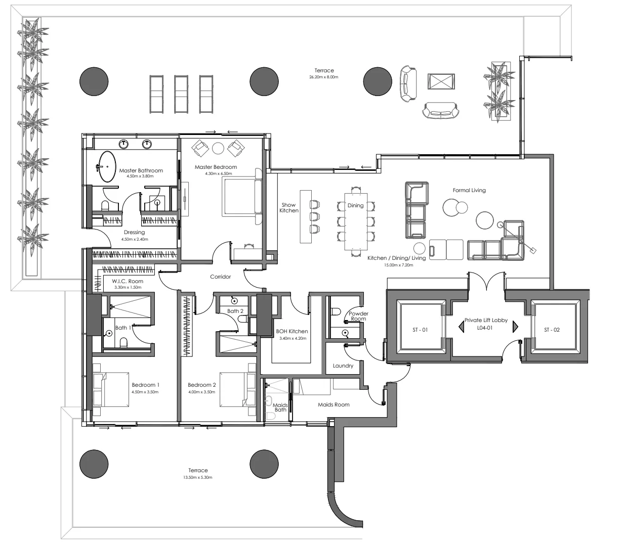 Vela Dorchester Collection 3 bed floor plan, 6,361 sqft