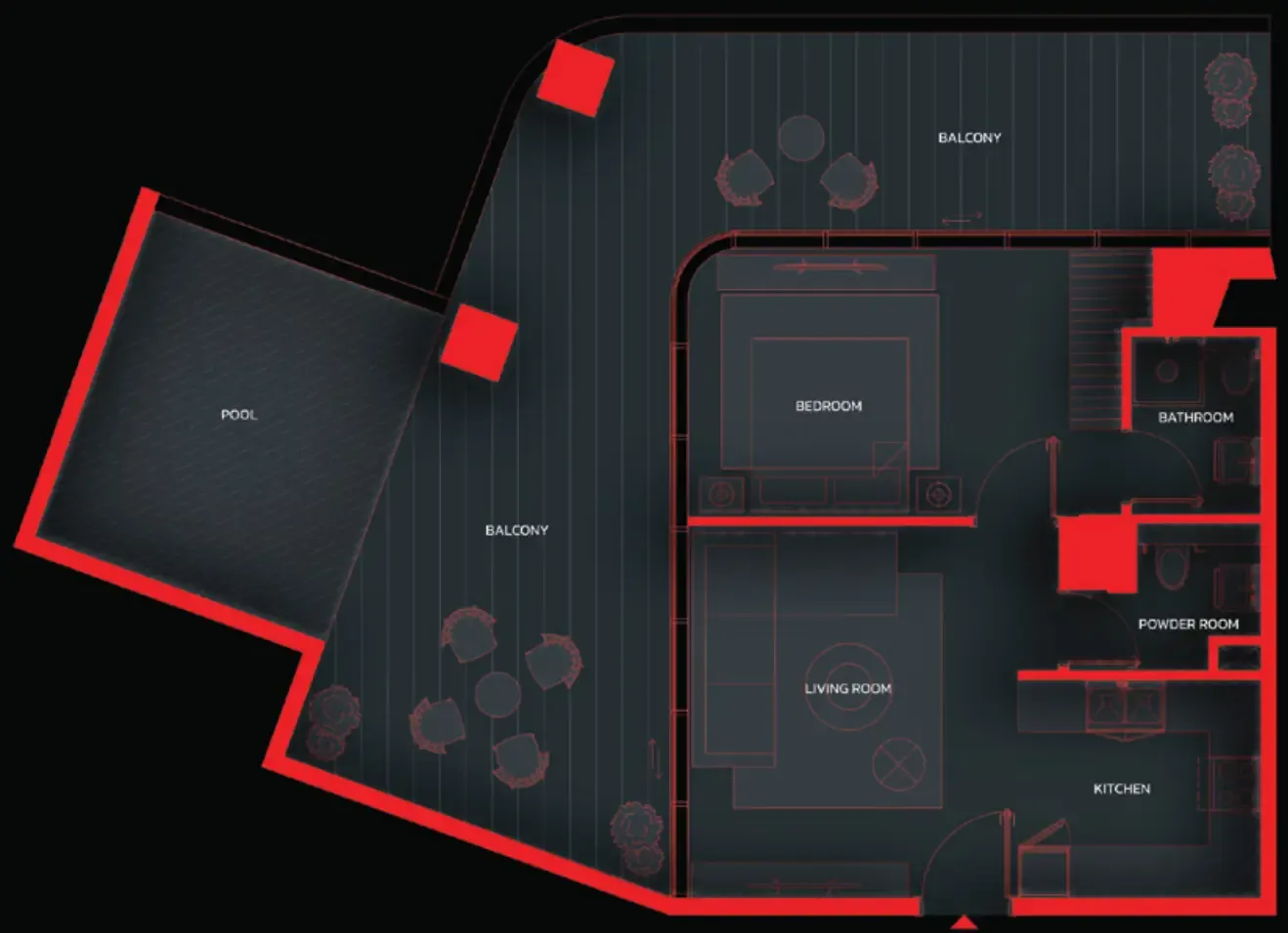 Tonino Lamborghini Residences by BNW Developments 1 bed floor plan, 1,206 sqft