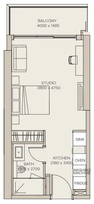 Nirvana Residences 1 Studio floor plan, 449 sqft