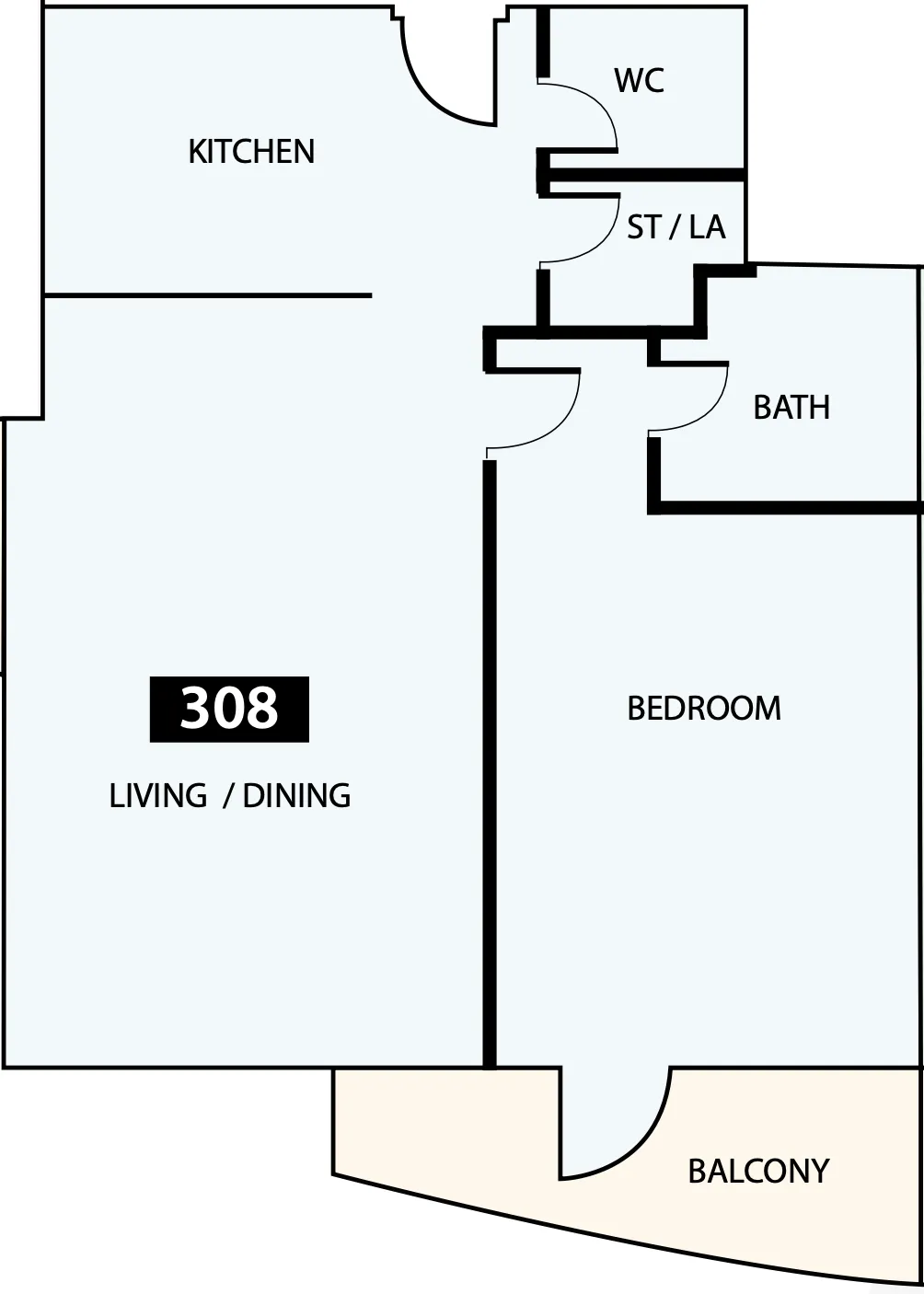Paradise View 1 1 bed floor plan, 829 sqft