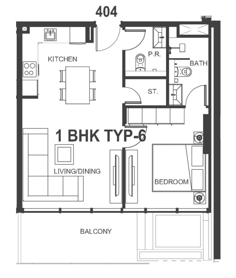 Interstellar Tower 1 bed floor plan, 681 sqft
