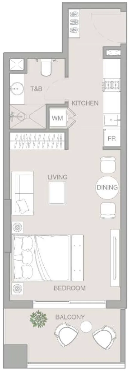 ESSENL1FE Residence Studio floor plan, 488 sqft