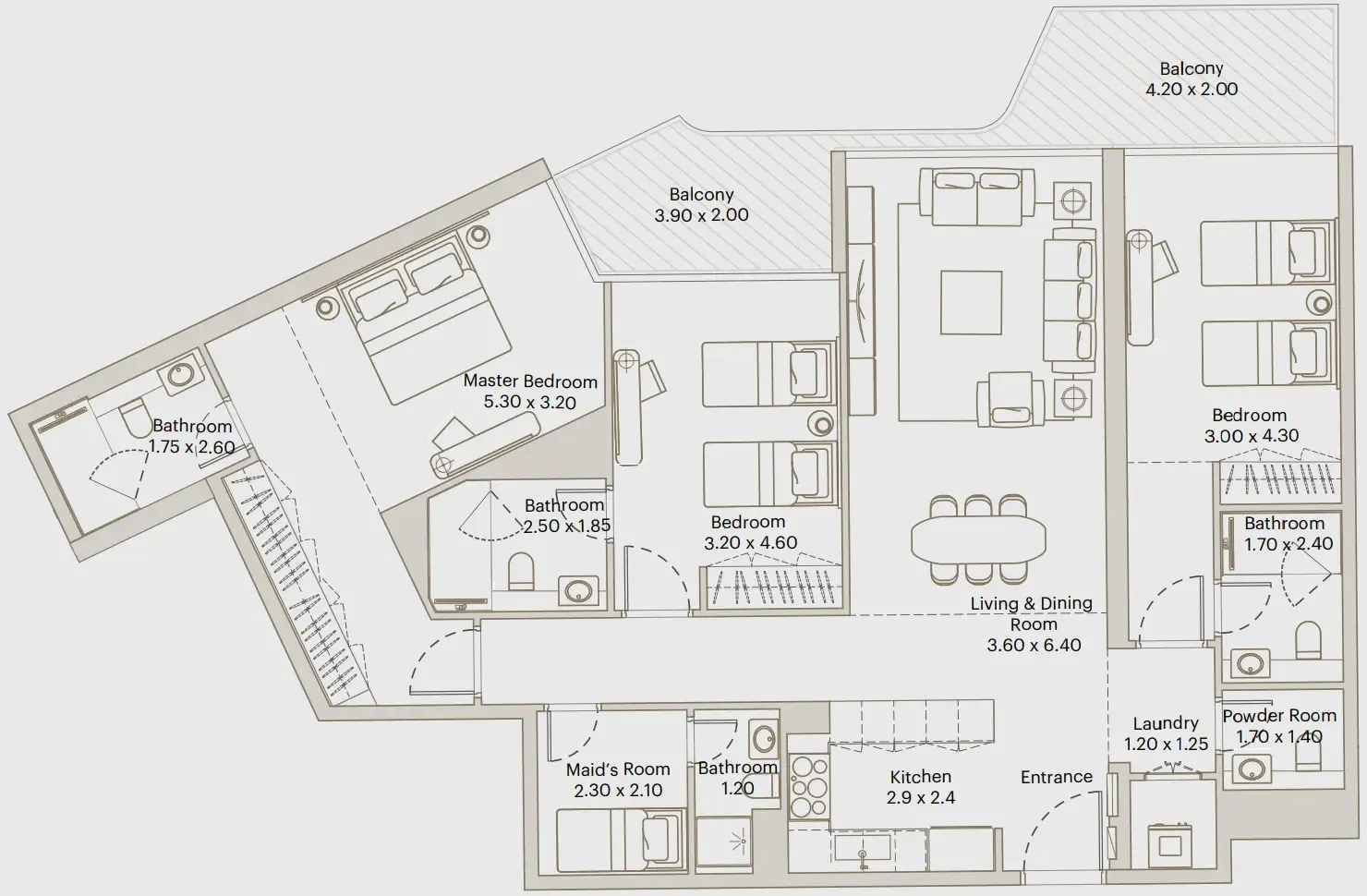 Eleve 3 bed floor plan, 1,666 sqft