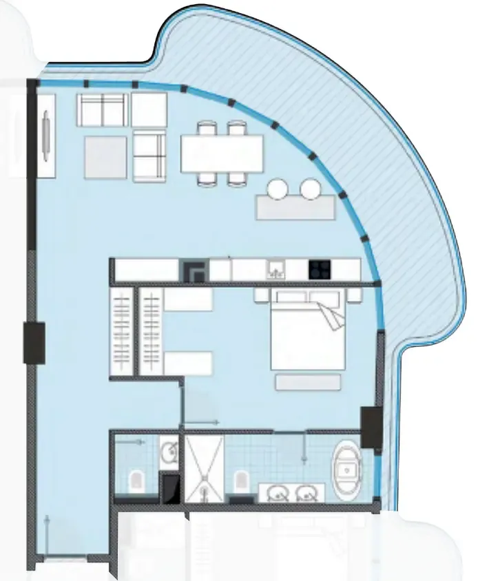 NEXT Coral 1 bed floor plan, 1,061 sqft