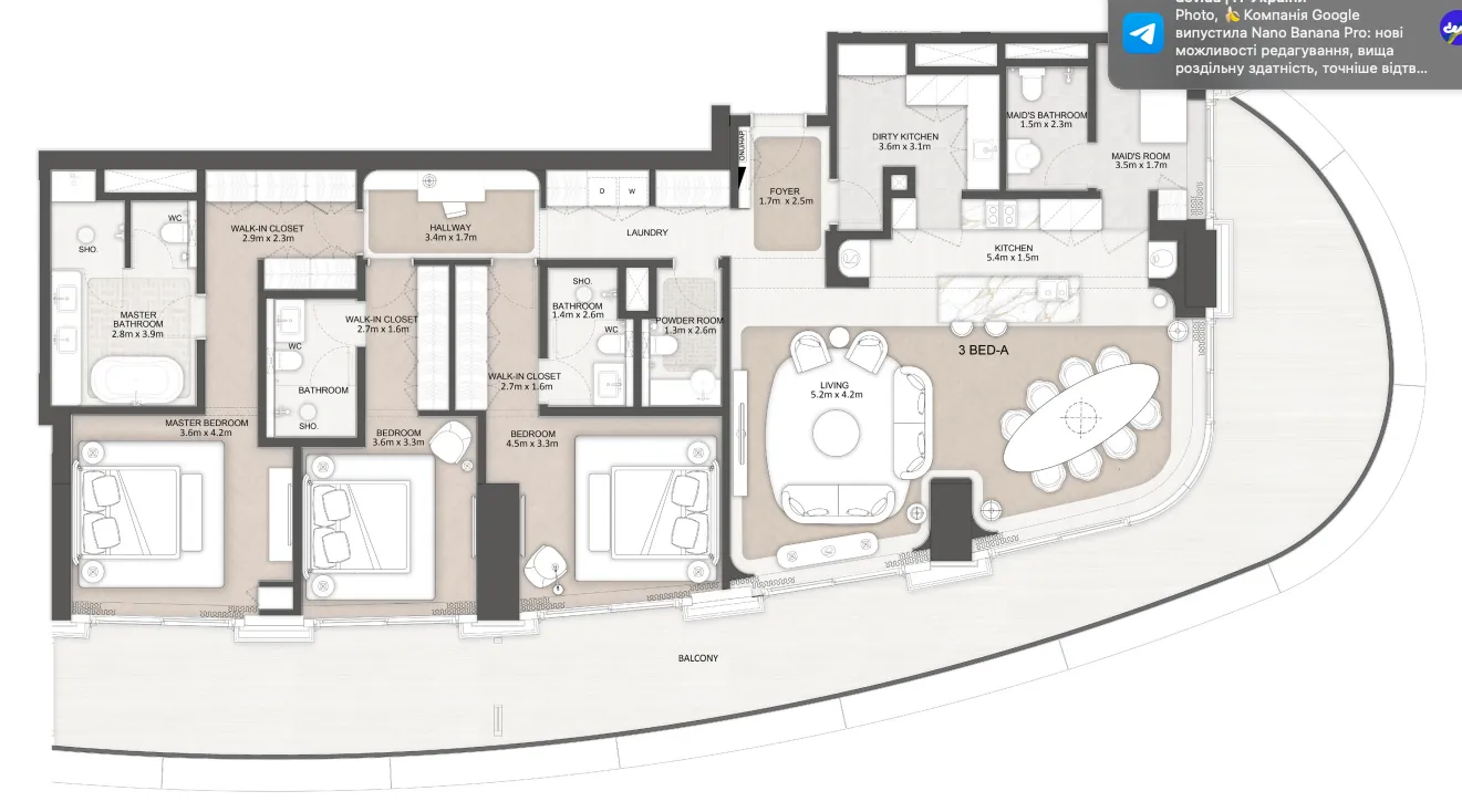 St. Regis The Residences 3 bed floor plan, 3,043 sqft