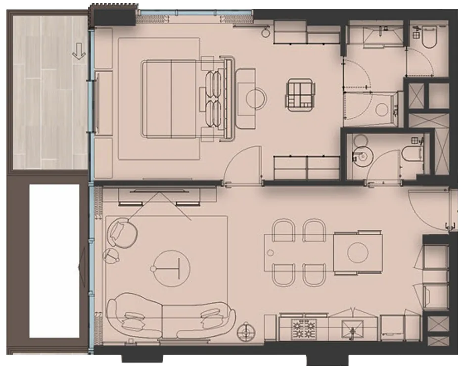 Sea Cliff by Imtiaz 1 bed floor plan, 858 sqft