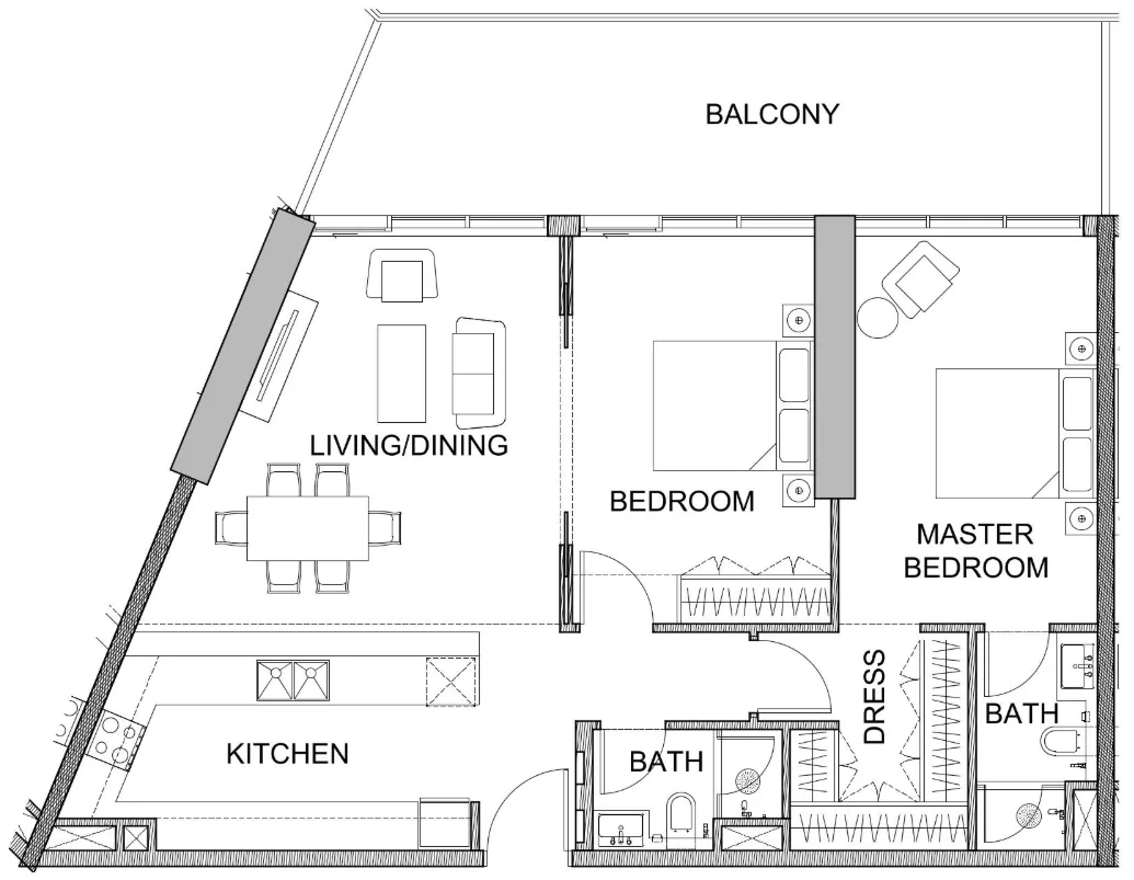 Golf Greens 2 bed floor plan, 1,228 sqft